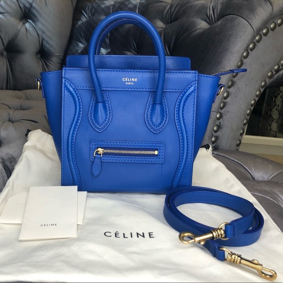 Celine Handbags - LIKE NEW Authentic Celine Nano Blue LeatherSatchel